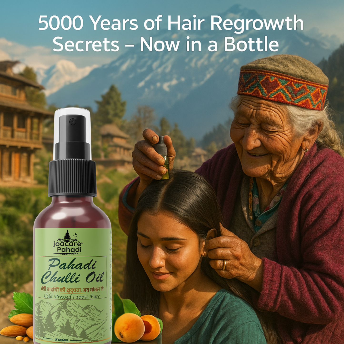 Joacare® Pahadi Chulli Oil – 5000-Year-Old Kinnauri Remedy for Hair Regrowth ( BUY 1 GET 1 FREE)