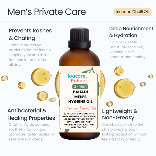 Men's Private Odor Oil - Gentle, Long-Lasting Intimate with Kinnauri Chulli Oil , Aloe & Vitamin E, Safe for Sensitive Areas,Natural Scent,